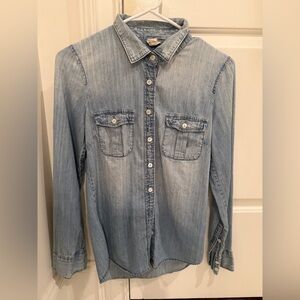 J. Crew Vintage Light Blue Denim Button Down Shirt - Size 0